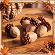RattanView Jute Acorn Ornaments, Set of 6, Yellow and Brown