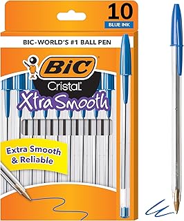 BIC Cristal Xtra Smooth Ballpoint Pen, Medium Point, 1.0mm, Blue, 10-Count