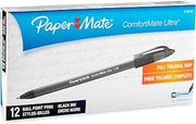 Paper Mate ComfortMate Retractable Ballpoint Pens, Medium Point, Black, 12 Count