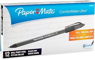 Paper Mate ComfortMate Retractable Ballpoint Pens, Medium Point, Black, 12 Count