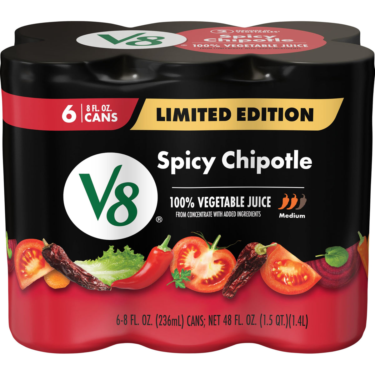 Spicy Chipotle 100% Vegetable Juice by V8 – 8 Fl Oz (Pack of 6), Model 200000029786