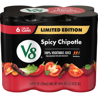 Spicy Chipotle 100% Vegetable Juice by V8 – 8 Fl Oz (Pack of 6), Model 200000029786