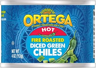 Ortega Diced Hot Green Chiles, 4 oz