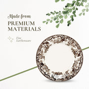 Spode Delamere Earthenware Salad Plates, 8 Inch Diameter, Set of 4, Brown and White