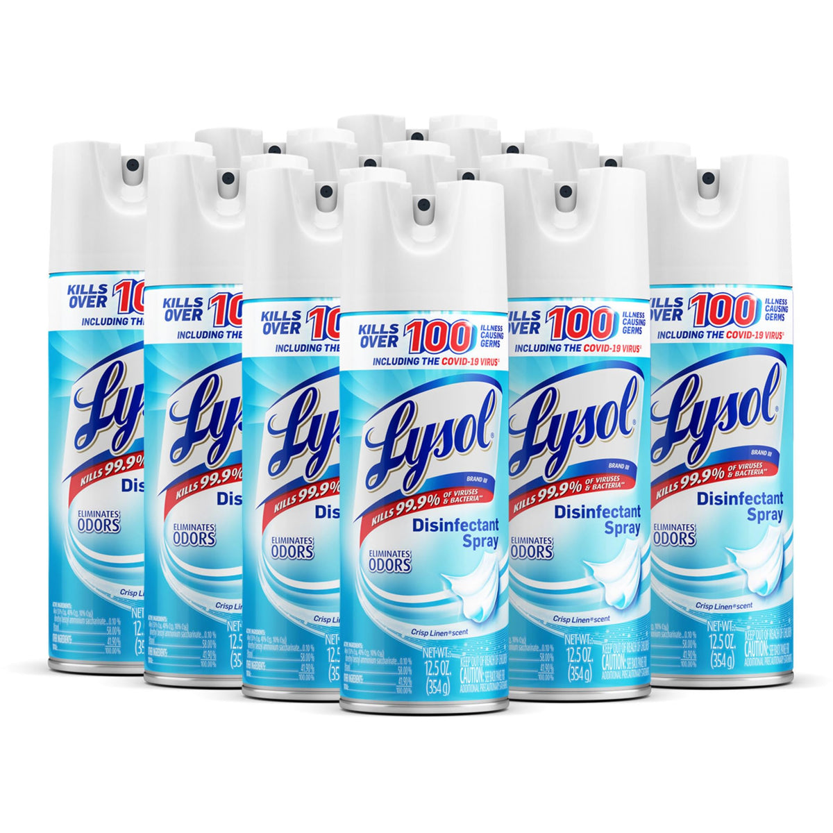 Lysol Disinfectant Spray, Sanitizing and Antibacterial Spray, For Disinfecting and Deodorizing, Crisp Linen, 12.5 Fl. Oz (Pac