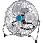 18" Diameter Industrial Floor Fan with Pivoting Head by Global Industrial – 21"L x 20.25"W x 7.5"H, Aluminum, Black/Gray/Silver, Model 258324
