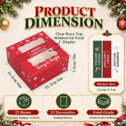 MotiMind Christmas Cookie Boxes with Window, 6x6x3 Inch, 27 Pack Multicolor
