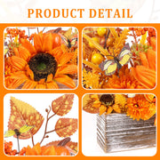 Dlerom Artificial Fall Arrangement, Wooden Crate Centerpiece, Orange