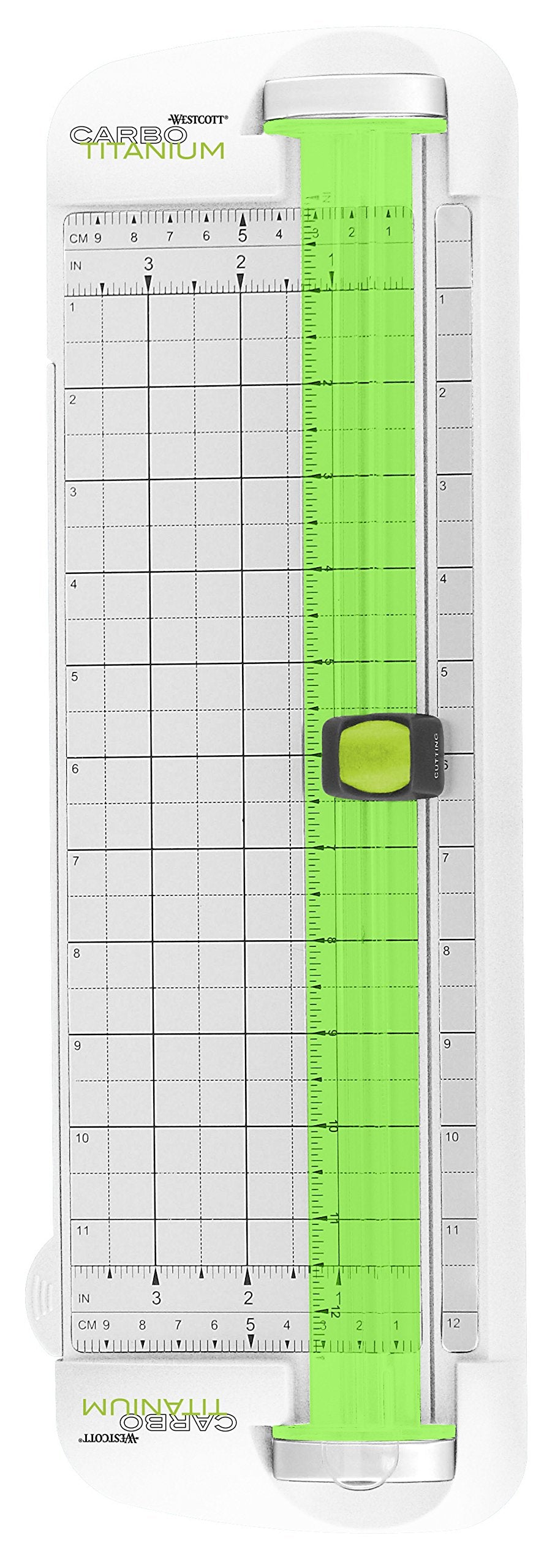 Carbo Titanium Narrow Trimmer by Westcott – 12 inches, Car, White, Green, Model 16682