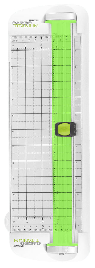 Carbo Titanium Narrow Trimmer by Westcott – 12 inches, Car, White, Green, Model 16682