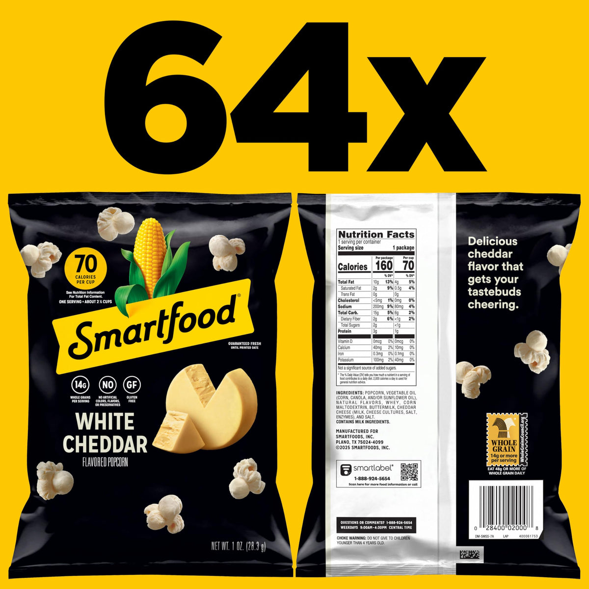 Smartfood White Cheddar / 1 Ounce (Pack of 64) / Smartfood (64 ct) Popped