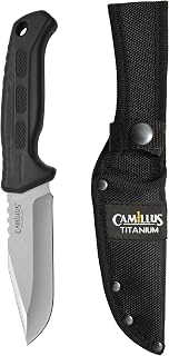 Camillus Hawker 9" Drop Point Blade Durable Corrosion-Resistant 420 Stainless Steel Hunting Hiking Fishing Camping Fixed Blade Knife with Protective Sheath