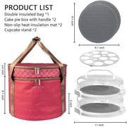 Tmrioplep Pie Carrier Set with Lids and Handles, 12 Inch, Red