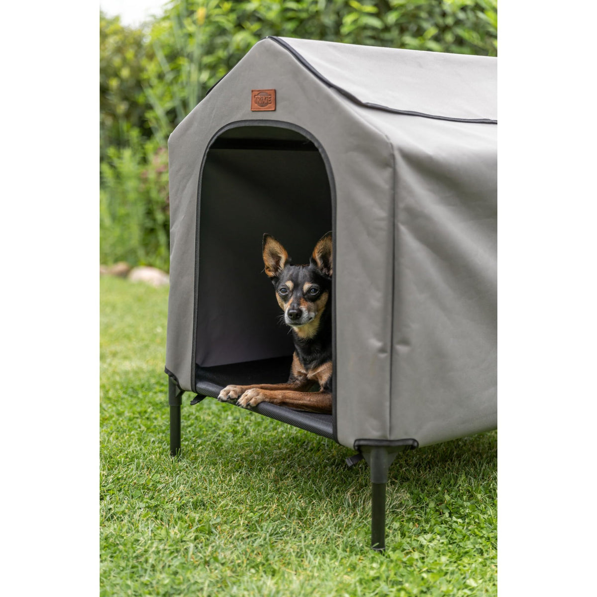 2-in-1 Dog House and Bed by TRIXIE – Medium, 600D Polyester Oxford, Gray, Model 28207