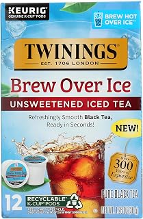 Twinings Brew Over Ice Unsweetened Black Iced Tea K-Cup Pods for Keurig, Caffeinated - 12 Count