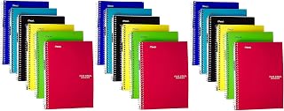 Mead Spiral Notebook, College Ruled, 2 Subject, 6 x 9.5 Inches, 100 Sheets, Assorted Colors 18 Pack (06180) [Office Product]