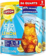 Lipton Reduced Sugar Lemon Iced Tea Mix, Makes 28 Quarts, Pack of 2