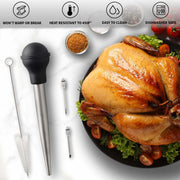 Zulay Kitchen Turkey Baster, Stainless Steel Syringe With 2 Needles
