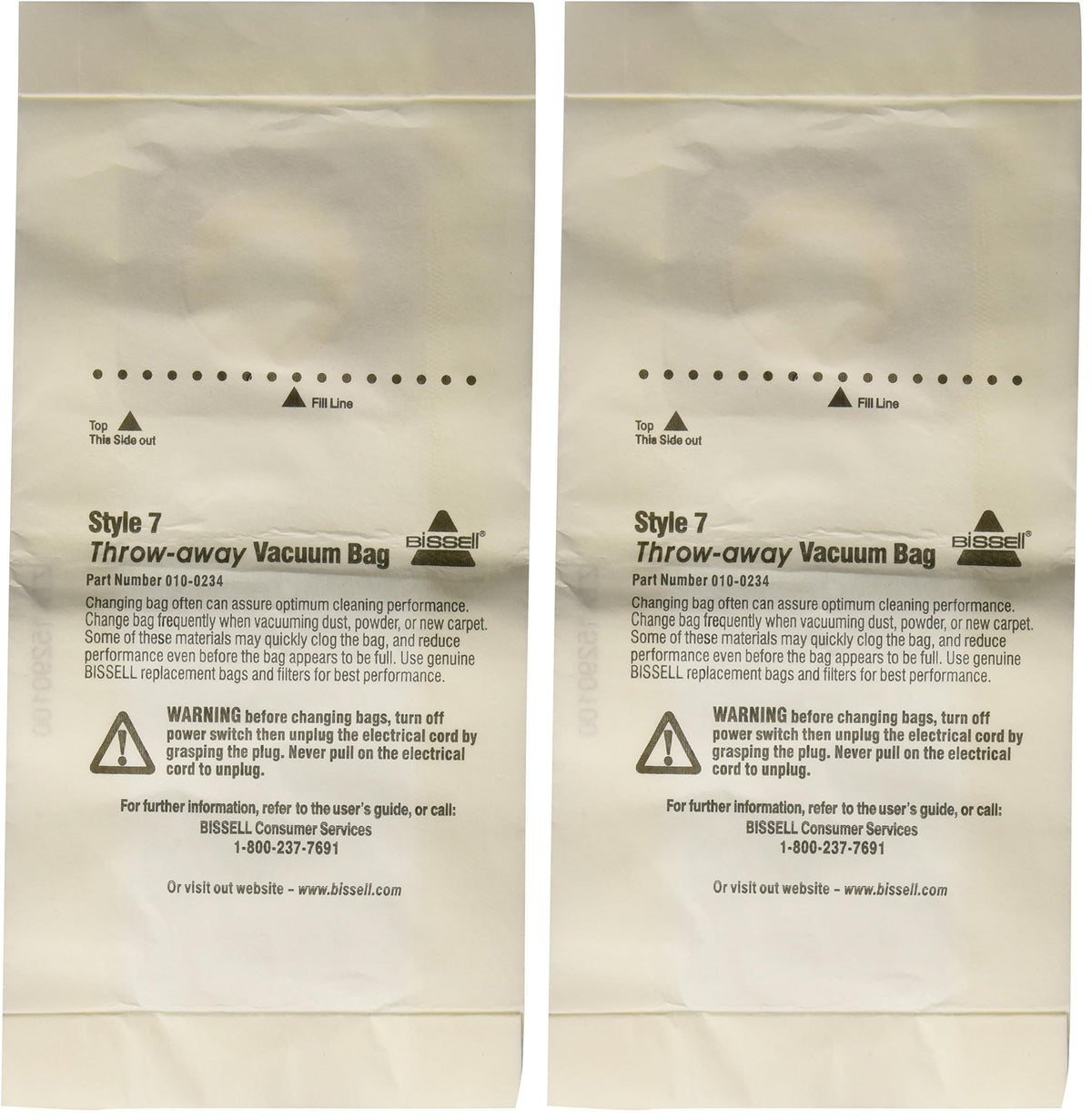 Bissell 1 / 1 Count (Pack of 2) / White Upright Bags