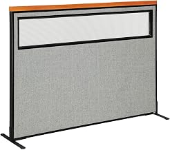 Global Industrial 60-1/4"W x 43-1/2"H Deluxe Freestanding Office Partition Panel with Partial Window, Gray