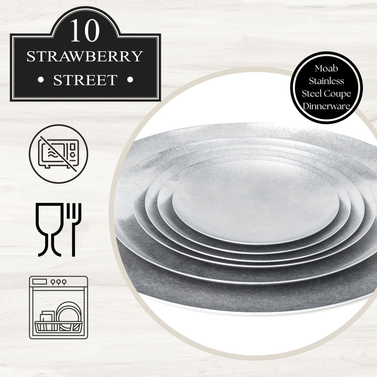 10 Strawberry Street 7.5" / Stainless Steel / 1 Dinner Plates