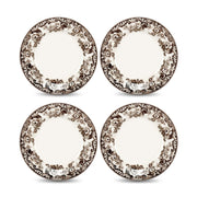 Spode Delamere Earthenware Salad Plates, 8 Inch Diameter, Set of 4, Brown and White