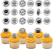 DecoPac Confetti Grad Cupcake Toppers, 24 Graduation Cupcake Rings, Congratulations Cake Toppers, Food Safe Cake Decorations - 24 Pack