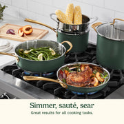 Cookware Set by Cuisinart – 11 piece set, Stainless Steel, Green, Model MT89G-11