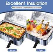 MIAOJIE Insulated Casserole Carrier, 16 x 10 x 4 Inches, Blue Stripes