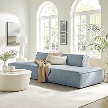 Modway Restore Performance Fabric Upholstered 2-Piece Modular Loveseat in Sky – Low Profile Sectional Couch with Armless Left-Facing Chaise and Armless Right-Facing Chaise