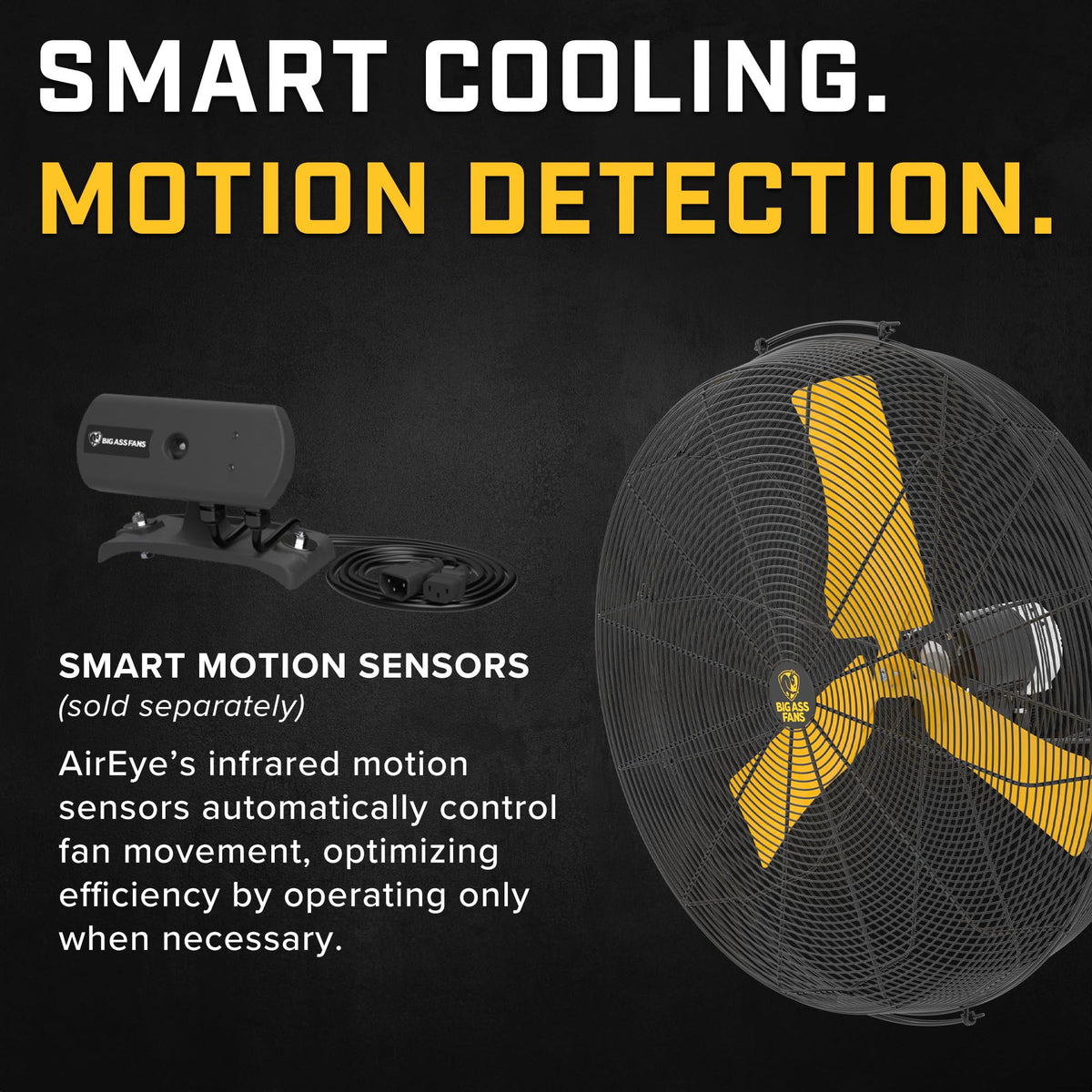 AirEye 36" Swivel Mount Fan by Big Ass Fans – 36", Alloy Steel, Black/Yellow, Model 67e1d478-a74f-4ad1-bf58-d331c1635b4c