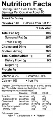 Vienna® Beef Natural Casing Franks 6" 8:1 10 lbs. (Approximately 80 count) by Vienna Beef – 8 per pound, Pack of 80