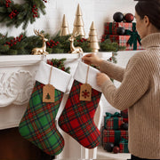 Twistover Christmas Stockings, 18 Inch Tartan Plaid Set of 12, Red Green