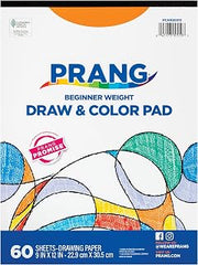Prang (Formerly Art Street) Drawing & Color Paper Pad, White, Beginner Weight, 9" x 12", 60 Sheets