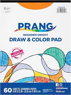 Prang (Formerly Art Street) Drawing & Color Paper Pad, White, Beginner Weight, 9" x 12", 60 Sheets