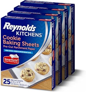 Reynolds Kitchens Cookie Baking Sheets, Pre-Cut Parchment Paper, 25 Count (Pack of 24)
