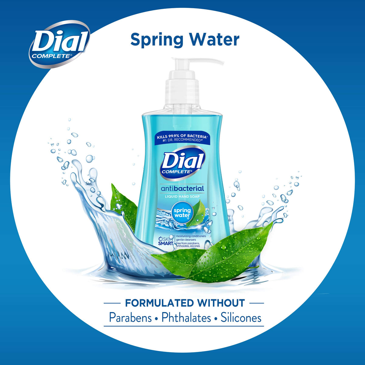 Antibacterial Liquid Hand Soap Spring Water 7.5oz by Dial – 7.5 Fl Oz (Pack of 12), Blue, Pack of 12, Model 02670CT