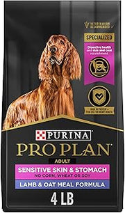 Purina Pro Plan Sensitive Skin & Stomach Dry Dog Food, Real Lamb, 4 lb Bag