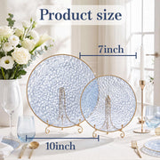 Rubtlamp Hammered Plastic Plates, Clear Blue With Gold Rim, 60 Count