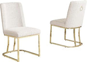 Modern Chairs Set of 2, Chrome Side Chairs & Counter Stools with Ring Pull Back, Luxury Upholstered Chairs for Kitchen Island, Dining Room & Home Bar (Boucle, Cream/Gold, Side Chair)