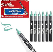 Sharpie Creative Marker Acrylic Paint Pens | Brush Tip Water-Based Paint Markers | Lake Green | No-Bleed Ink Writes on Most Surfaces | School & Revision Supplies | 6 Count