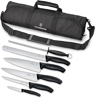 Victorinox Swiss Classic 7 Piece BBQ Set with Cutlery Roll, Black