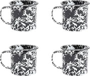 Crow Canyon Home Splatter Enamelware 16 oz Mugs, Set of 4, Black