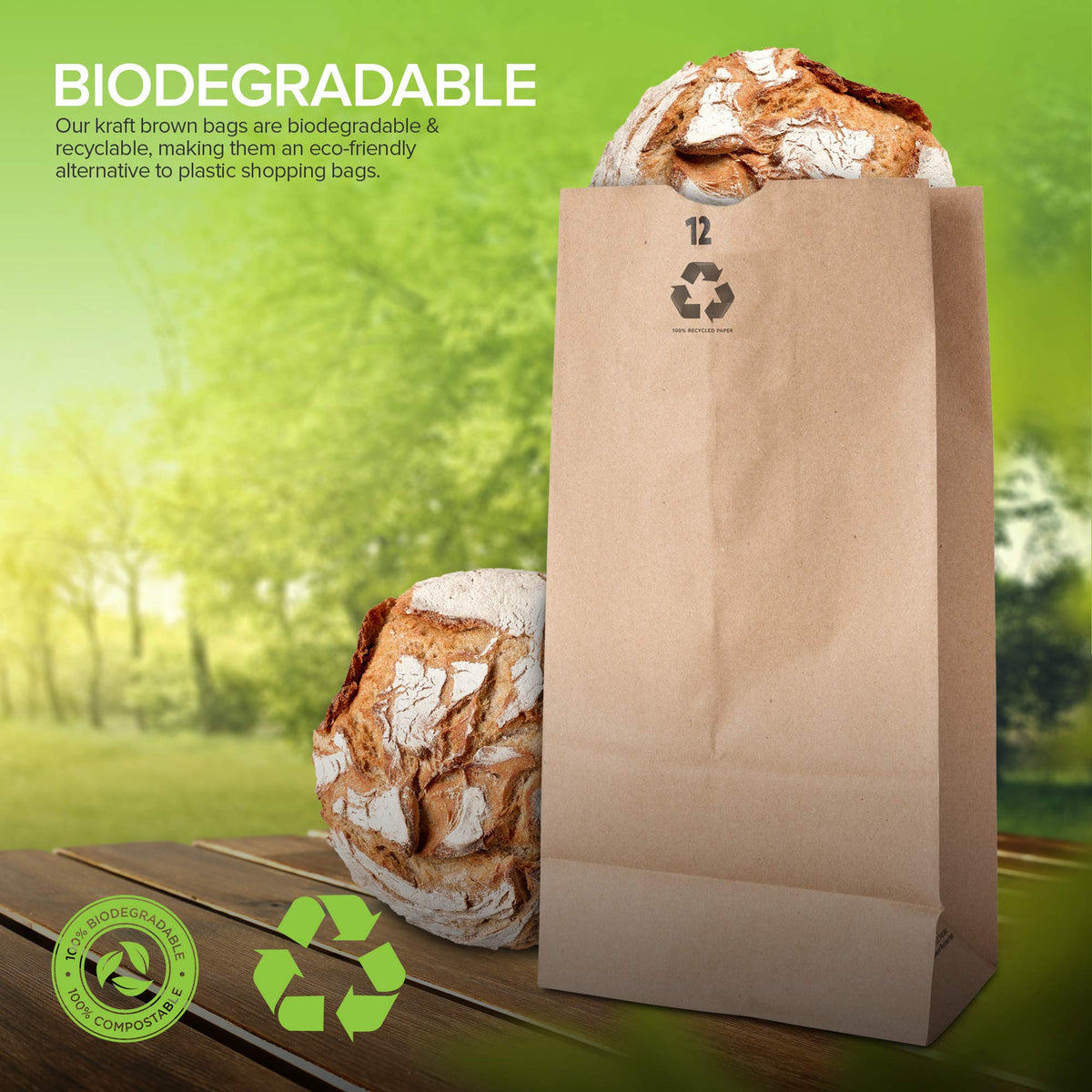 Stock Your Home 100 / 12 Lb / Kraft Brown Food Storage Bags
