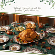 Spode Woodland Turkey Platter, Rectangular Porcelain, 17.5 Inch Brown White