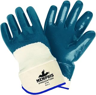 MCR Safety 9760M Nitrile Coated Palm And Over The Knucle Men's Gloves, Blue