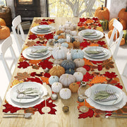 Tudomro Embroidered Fall Placemats, 11 x 17 Inch, Set of 6