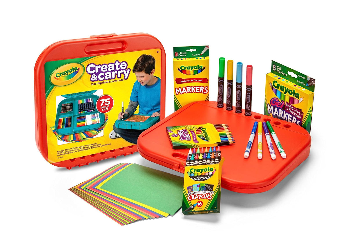 Create 'N Carry Travel Art Set for Kids (75pcs) by Crayola – 1 Count (Pack of 300), Pack of 300, Model 04-6814