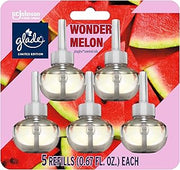 Glade PlugIns Refills Air Freshener, Wonder Melon, Scented and Essential Oils for Home and Bathroom, 0.67 Fl Oz, 5 Count