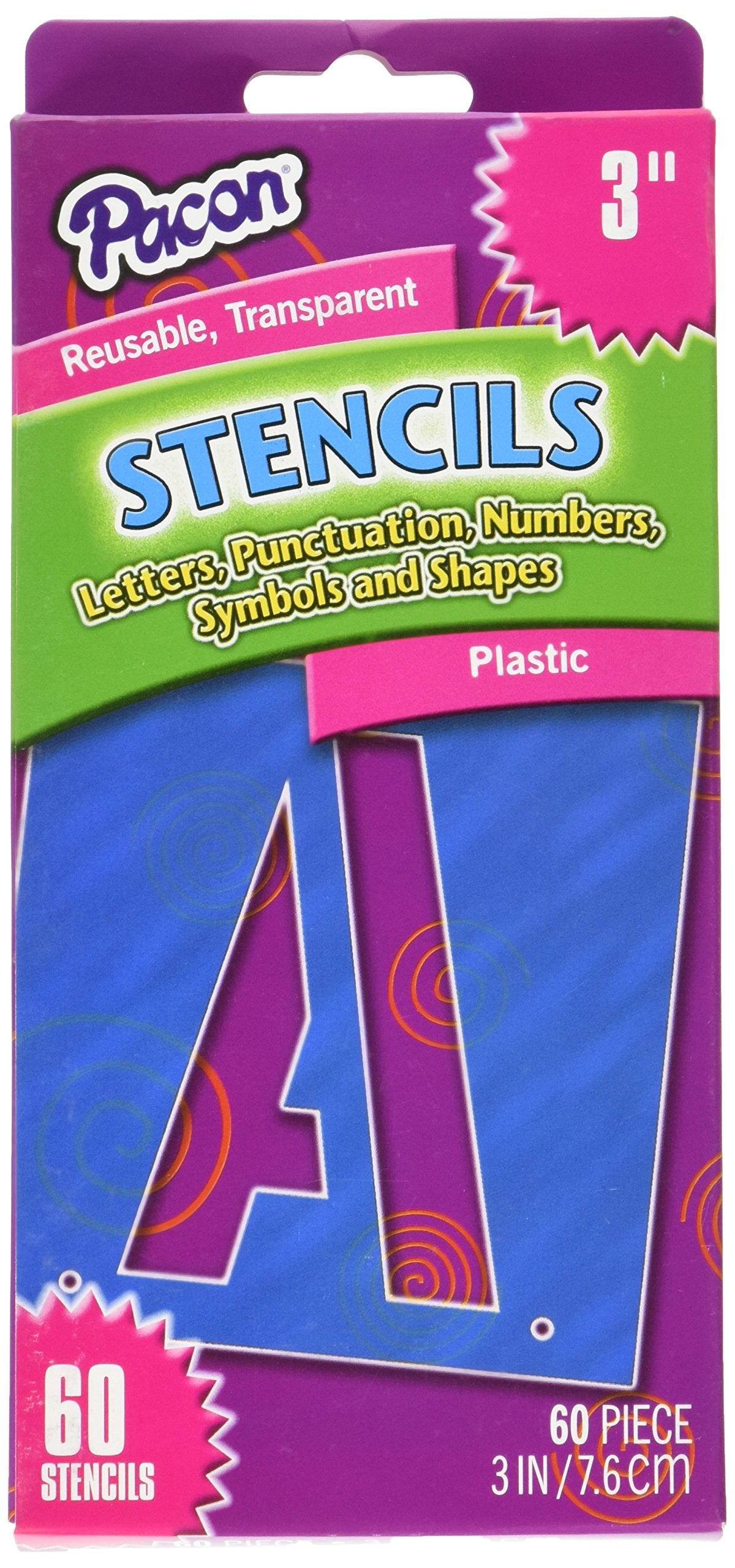 Reusable 3" Plastic Letter Stencils by Pacon – 3-Inch, Plastic, Blue, Transparent, Model 1650